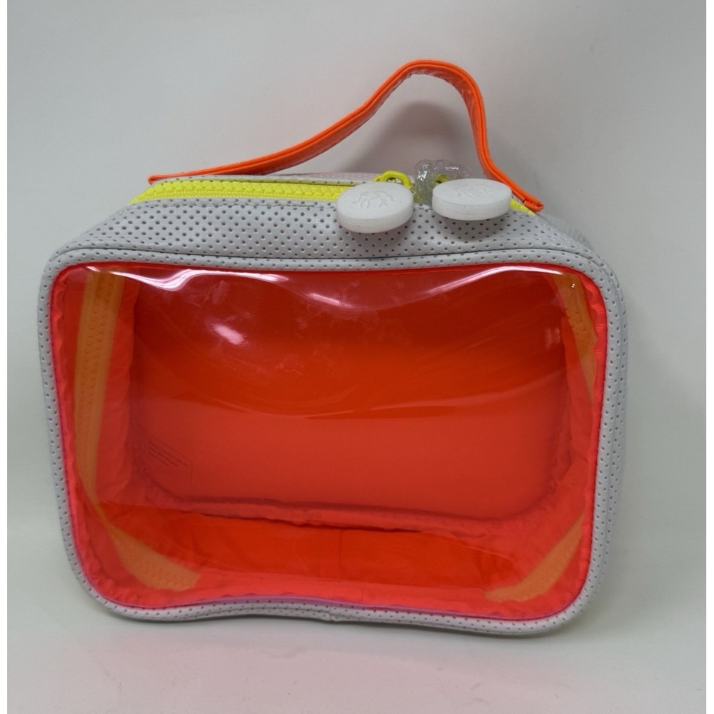 Drunk Elephant Dopp Kit Cosmetic Makeup / Travel Bag 8"x 6"x 3" Orange & White